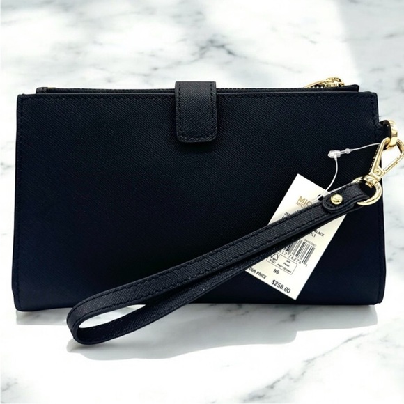 Michael Kors Large Jet Set Travel Double Zip Wallet Black - Picture 5 of 8